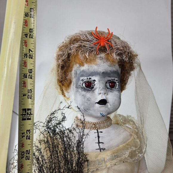 Haunted Scary Girl Bride Porcelain Doll Spooky Artist Hand Painted OOAK 28" - Picture 12 of 14